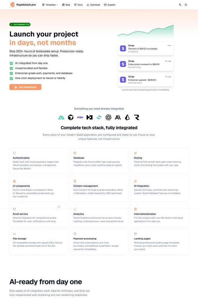 Landing 8 landing page template - light mode preview